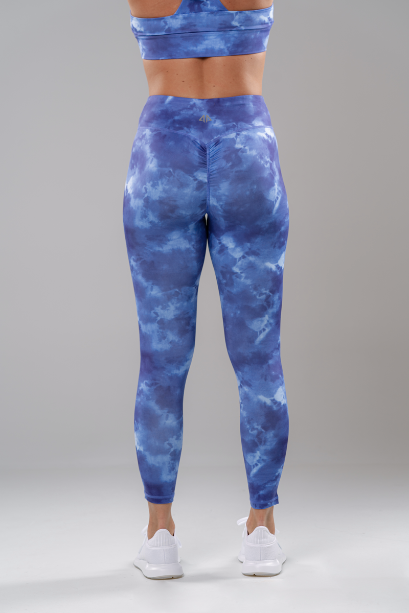 Lululemon blue leggings tie dye waist band women's athletic yoga pants 4