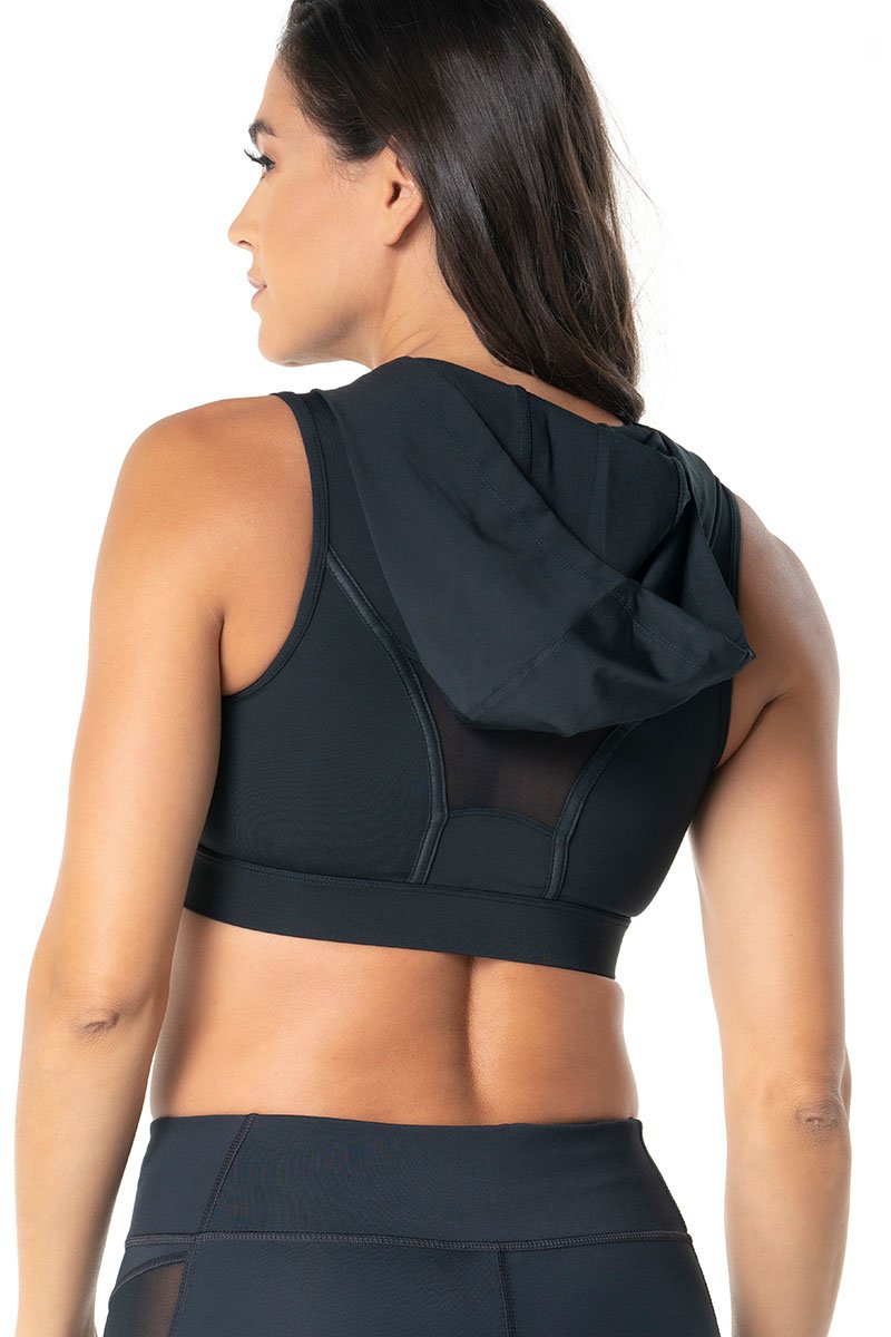 Women's Mesh Accent Hoodie Sports Bra - Front Zipper, Moisture Wicking –  Alpha Prime