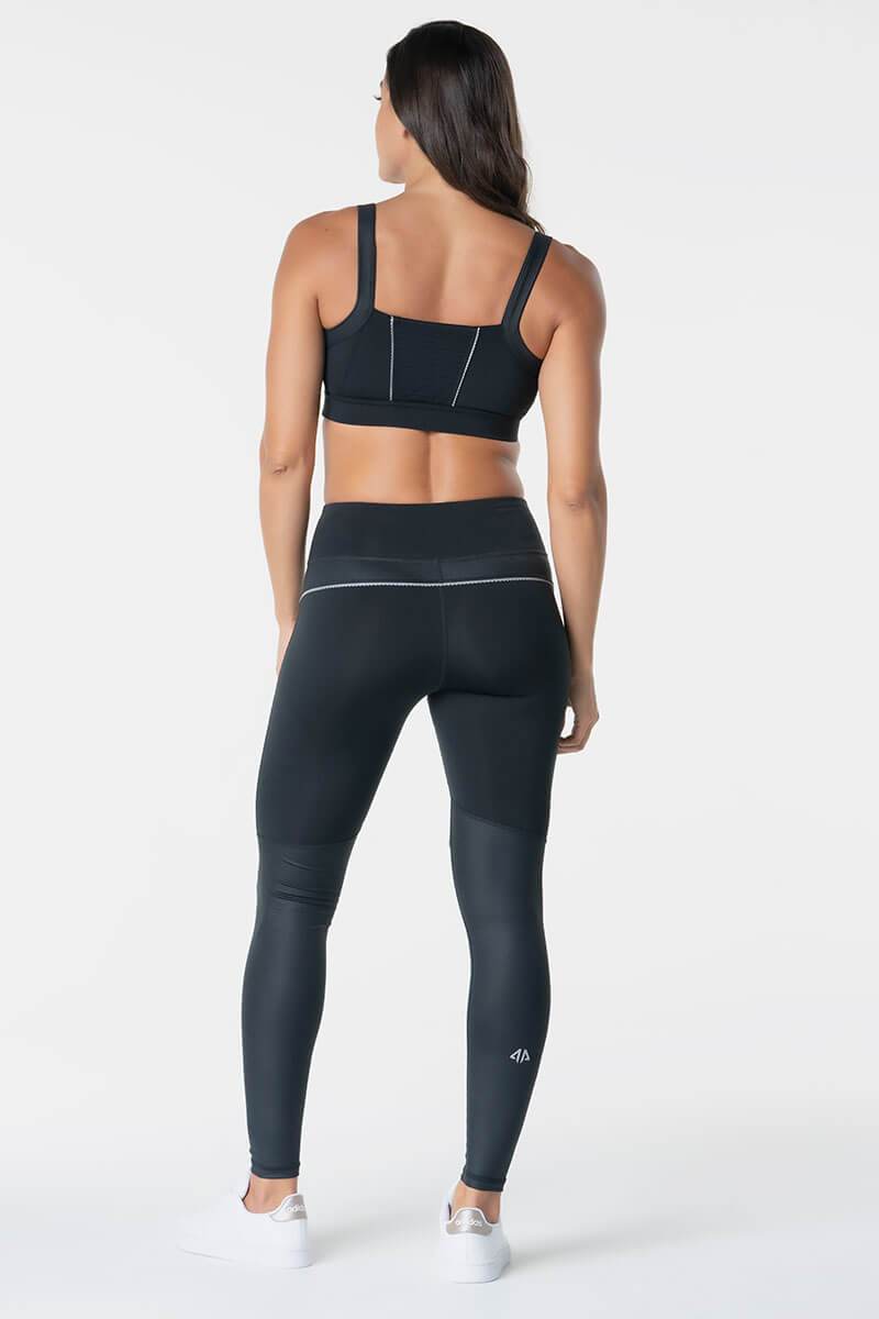 Self Reflection Reflective High Waisted Leggings in Grey & Neon Lime